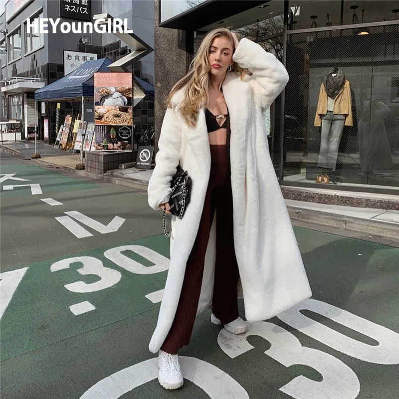 Women s Fur Faux Sexy Furry Long Coats Women Casual White Fake Teddy Bear Jacket Ladies Warm Fluffy Overcoat Female Winter