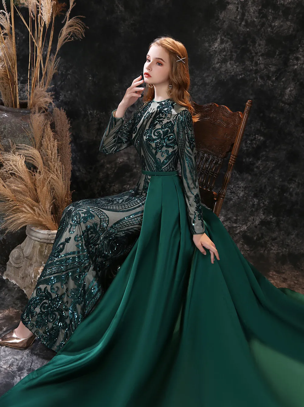 Green sweetheart neck tulle long prom dress, green formal evening dres –  shdress
