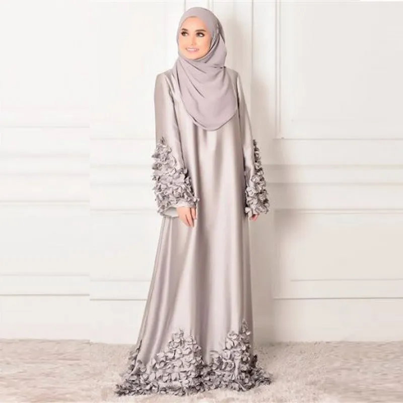 2021 Primavera Estate abito arabo gioiello maniche lunghe una linea abiti da ballo 3D Appliques lunghezza del pavimento Dubai abiti da sera su misura