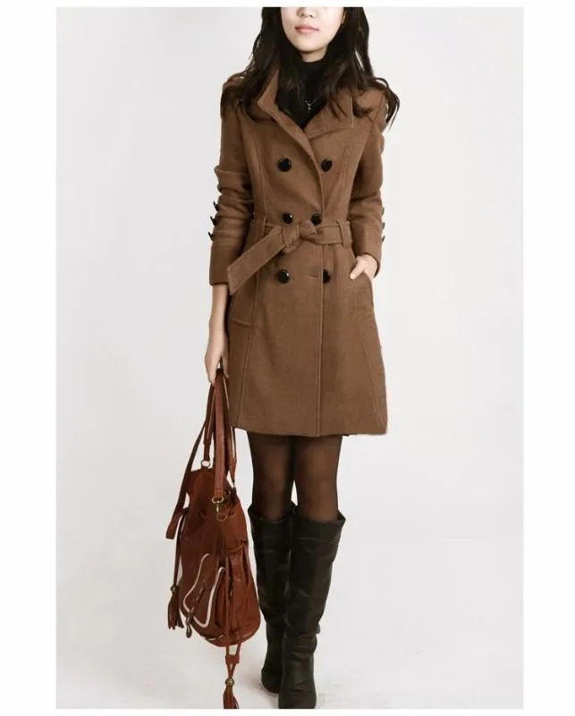Womens Wool Blends 2021 Women Trench Woolen Coat Winter Slim Double Breasted Overcoat Coats Long Outerwear For Plus Size From 58 32 DHgate