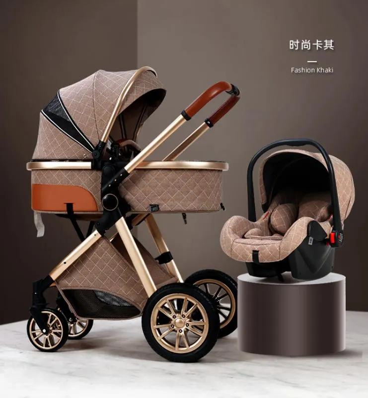 2020 New Baby Stroller 3 in 1 Landscape Stroller Recling Baby Carriage Lightable مع Bassinet Cradel