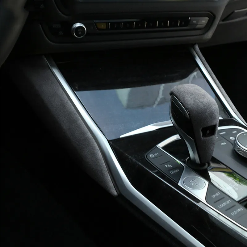 Alcantara Auto Dekoration Zubehör Schaltknauf Lever Deckelrad Seitenwand-Aufkleber für BMW 325i 325li G20 G28 3 Series 2020 ~