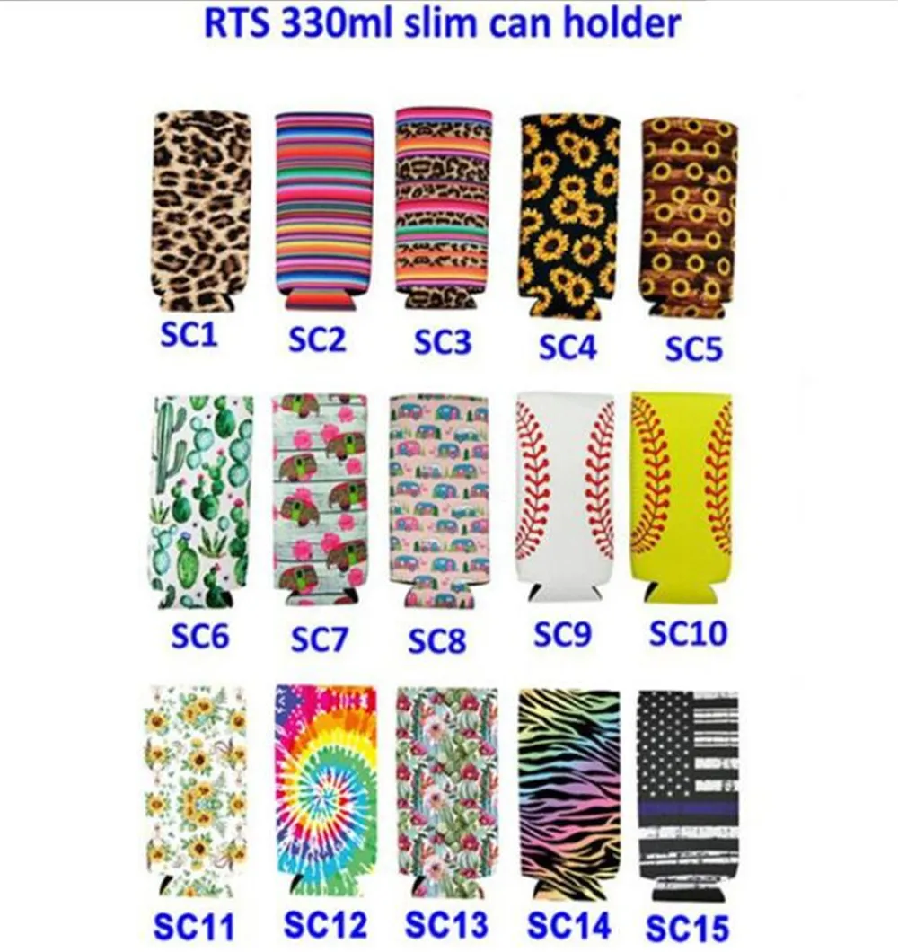 Kan Mouw Zonnebloem Neopreen Isolator Cooler Baseball Can Houder Waterfles Covers Bottle Case Pouch Leopard Flower XB1