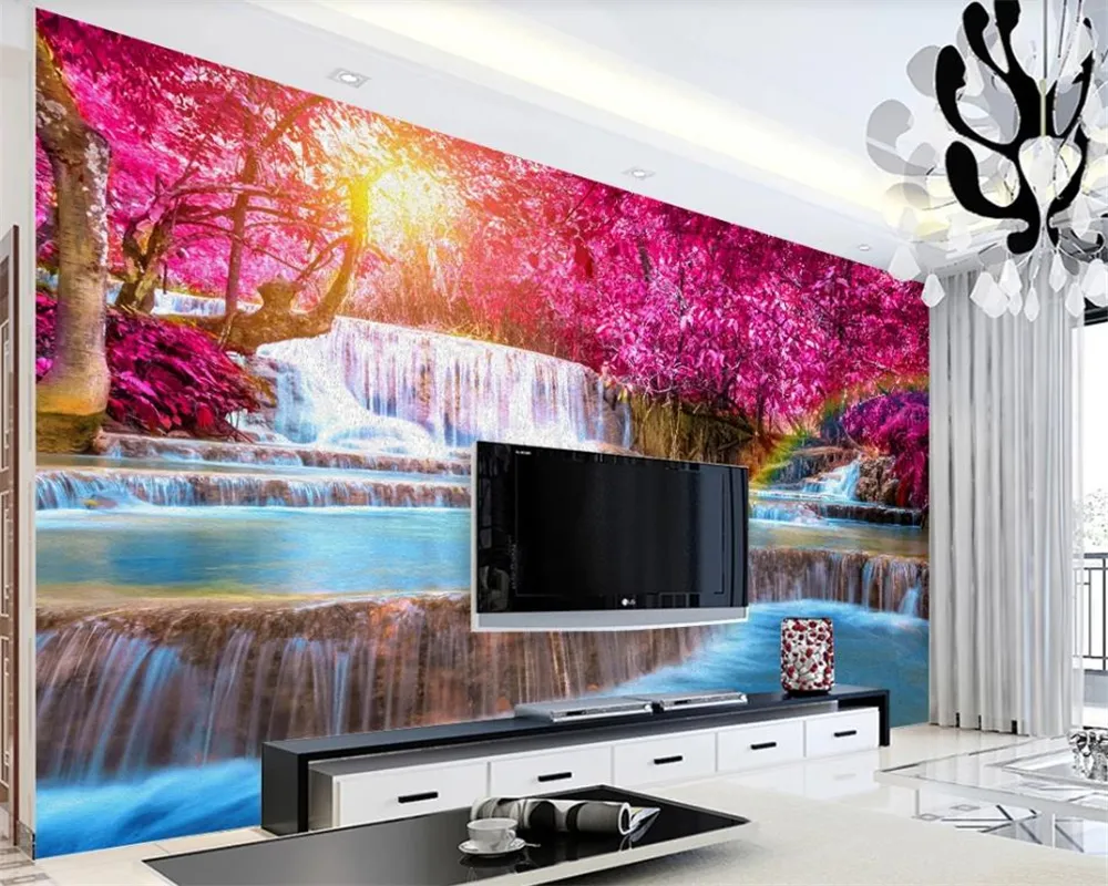 3d Landscape Wallpaper Fantasy Waterfall Beautiful Landscape Decoration Painting Living Room HD Superior Interior Decorations Wallpaper