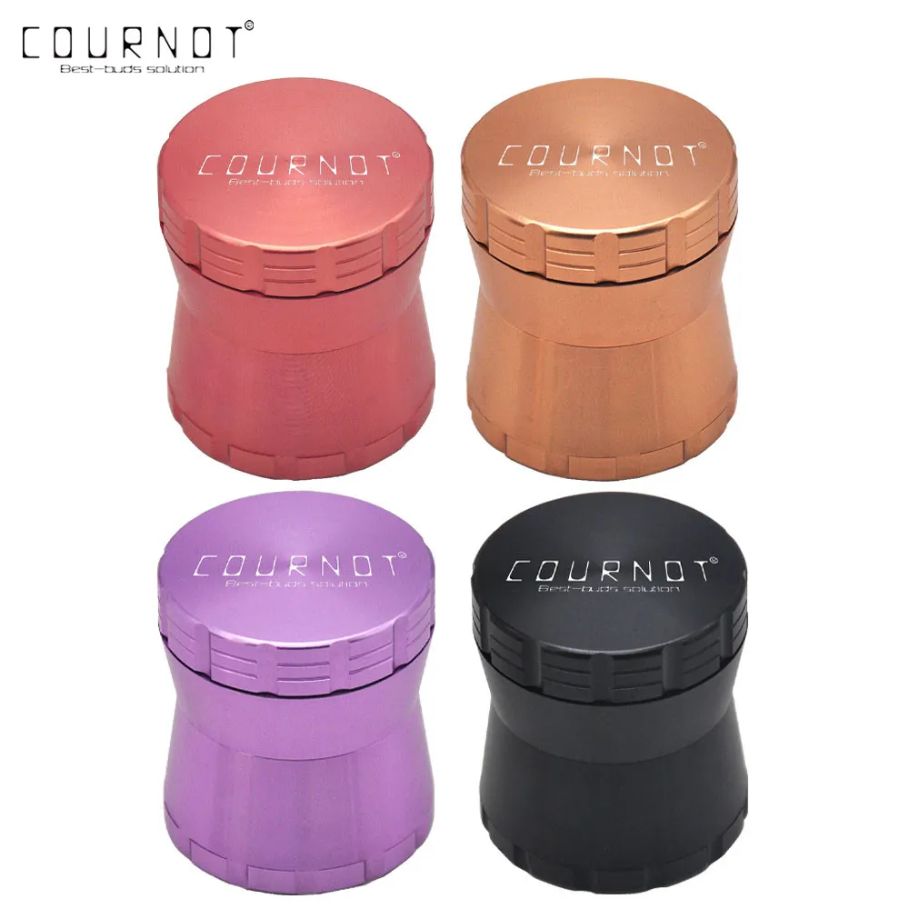 Cournot Multi Color Välj flygplan Aluminium Rökmask med pollen Catcher 4 Parts Metal Herb Grinder Tobacco Crusher Spice Miller