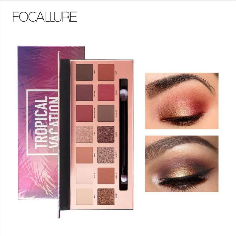 Focallure 14 färger glitter ögon skugga palett professionell smink shimmer ögonskuggor palett kvinnor skönhet makeup skugga