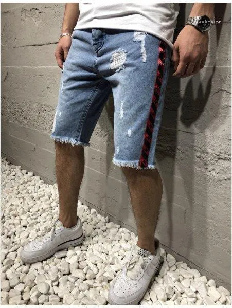 Compra Casual Denim Azul Rasgado Drapeado Mitad Pantalones Cortos Para  Hombre Del Verano Jean Pantalones Cortos Pantalones Moda Barato | Entrega  Rápida Y Calidad | Es.Dhgate