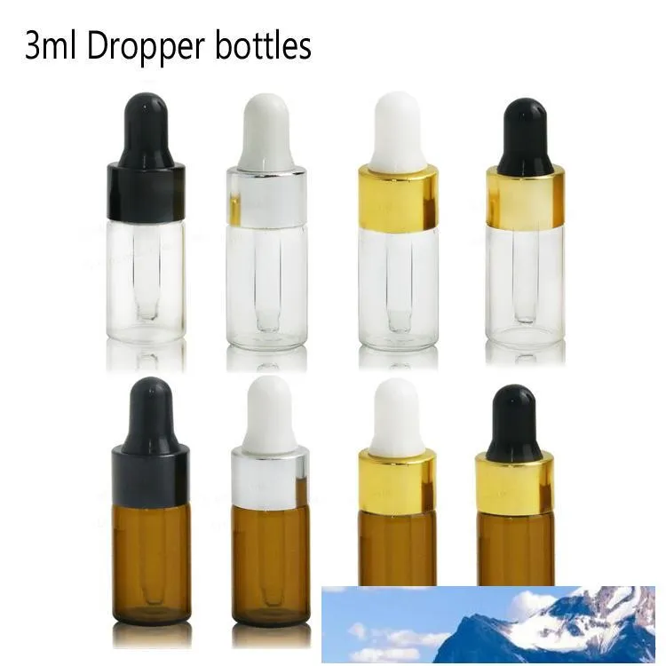 50 x 3 ml mini flacon compte-gouttes vide bouteille d'huile essentielle d'aromathérapie portable avec compte-gouttes en verre