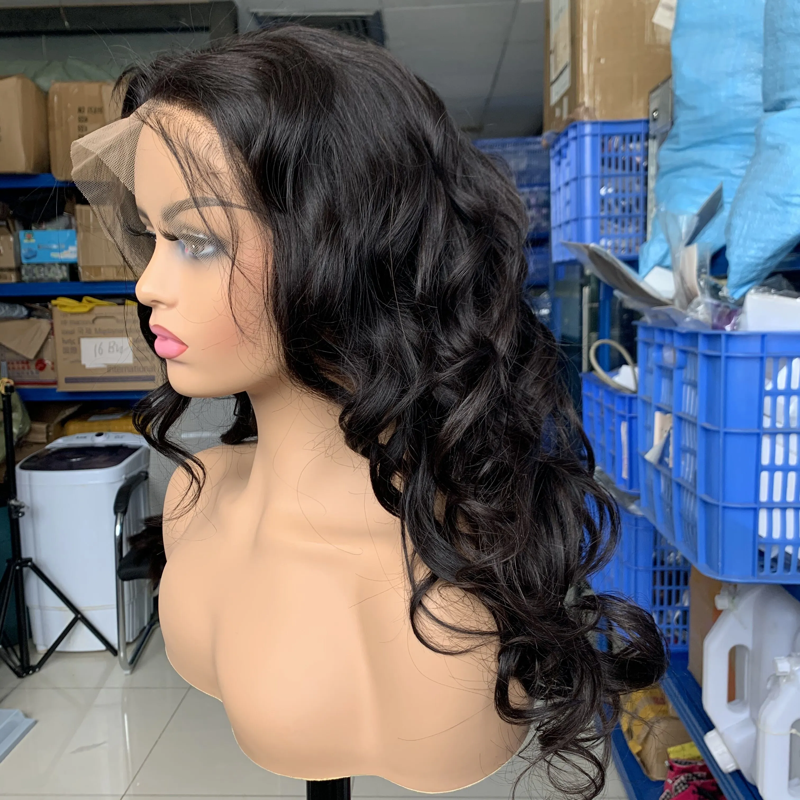 Fábrica de alta qualidade Atacado Virgem Human Human Wigs Loose Onda Rendas Perucas dianteiras para Lady 10a Qualidade 150 Densidade 150