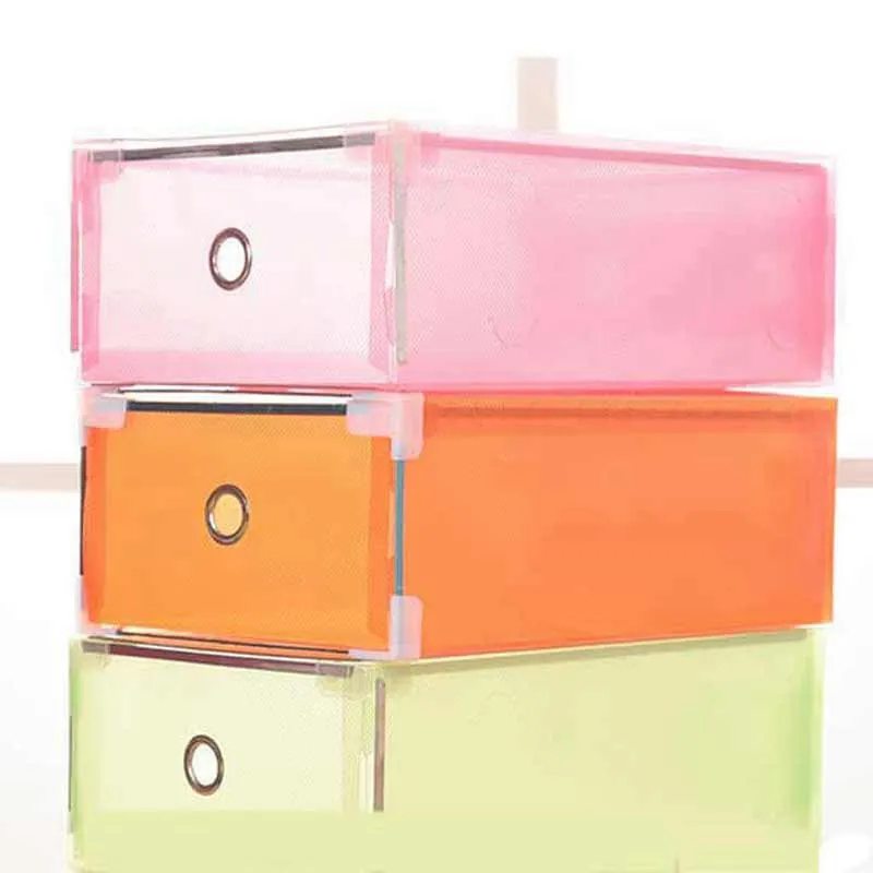 Plastic Transparent Shoes Box Thickened Storage Shoe Boxes Foldable Stackable Dust-proof Drawer Sort Out Shoes Cabinet VT1437