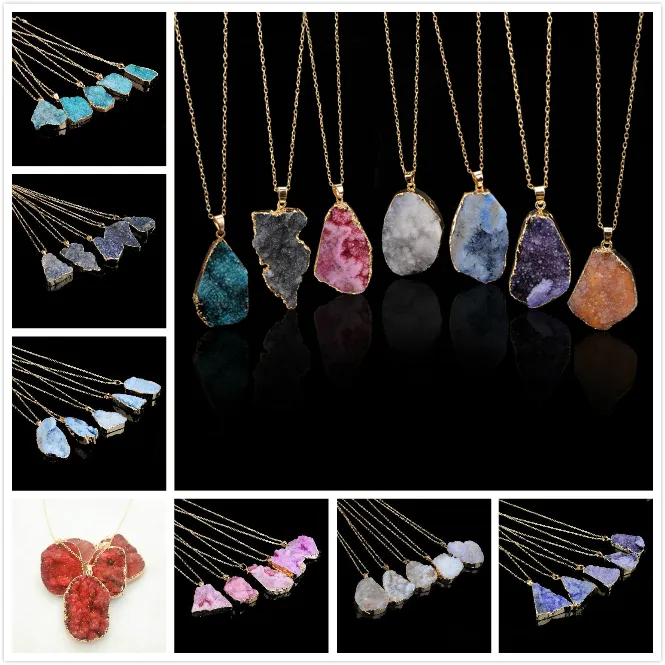 Natural Crystal Necklace Quartz Healing Point Chakra Bead Gemstone Necklace Pendant original natural stone-style Pendant Necklaces Jewelry