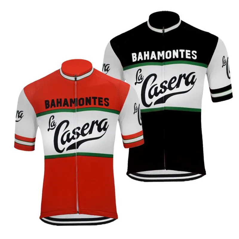 Bahamontes Retro Black Cycling Jersey Men Pro 팀 여름 짧은 슬리브 도로 자전거 빨간색 자전거 의류