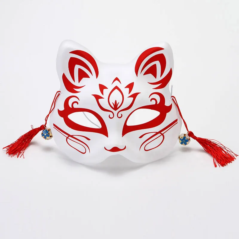 Japanska Fox Masks Handmålade Stil PVC Fox Cat Mask Cosplay Masquerade Festival Ball Kabuki Kitsune Cosplay Kostym JK2009PH