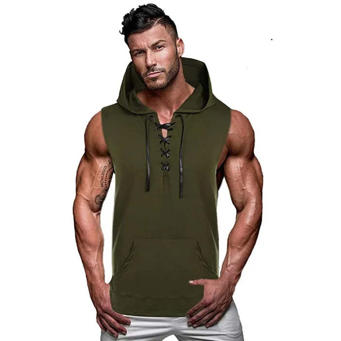 Camiseta Sin Mangas Con Capucha Para Hombre Culturismo Ropa De Fitness  Gimnasio