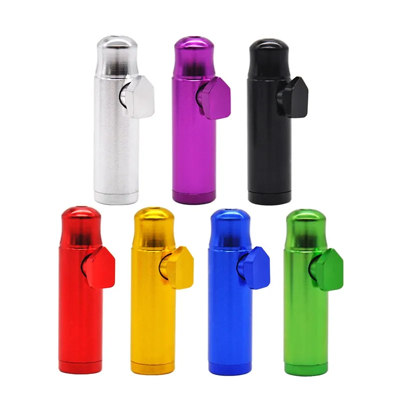 Rökning Aluminiumlegering Färgglad mini Borttagbar filter Snuff Snorter Sniffer Bottle Holder Mynstycke Innovativ design Bullet Shape DHL gratis