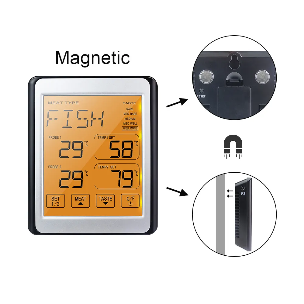 Thermomètre alimentaire numérique BBQ -50 °C à 300 °C fonc. min