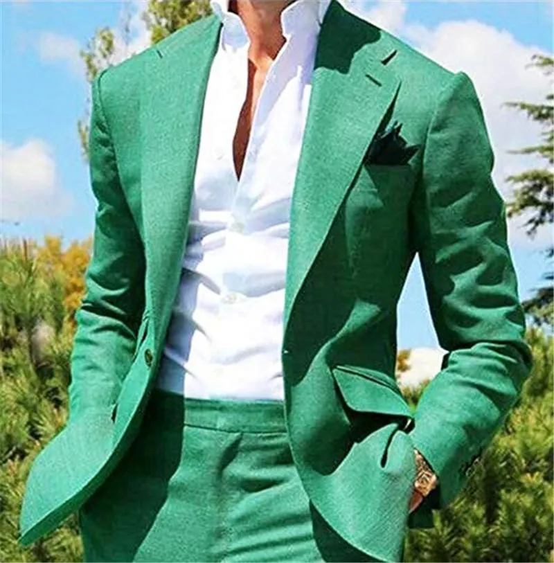 Yakışıklı Yeşil Damat smokin Notch Yaka Groomsmen Düğün Smokin Popüler Erkekler Örgün Balo Ceket Blazer Suit (Ceket + Pantolon + Kravat) 712