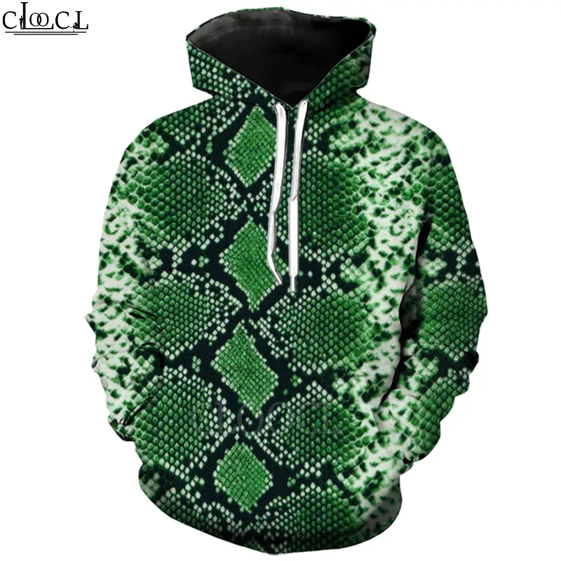Padrão CLOOCL Verde Snakeskin Hoodies 3D Imprimir Streetwear Tops Hip Hop Hoodie Sudadera Hombre Homens Mulheres Hoodie Treino
