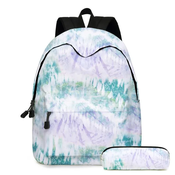 Tie-dyed School Bag Tie-dye Backpacks Bag Fashion Canvas Girl Book Bags Tie-dye Pen Bags With Backpack Children Storage Bag Pen Bags CGY440