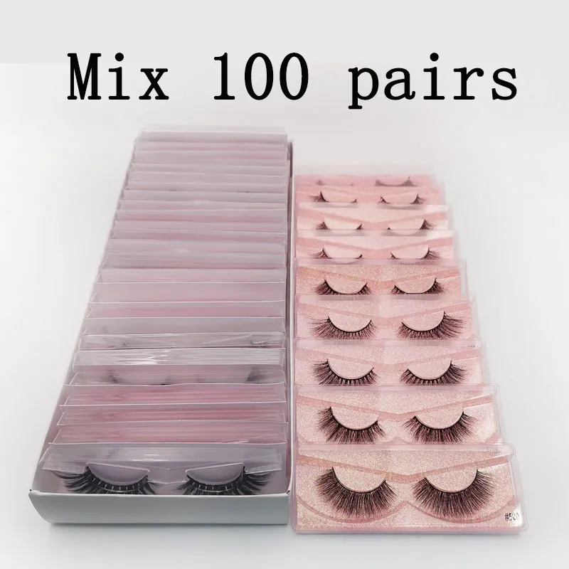 Wholesale Eyelashes 20/30/40/50pcs Mink Eyelashes in bulk Lashes Mink Lashes Natural False transparent pack Makeup