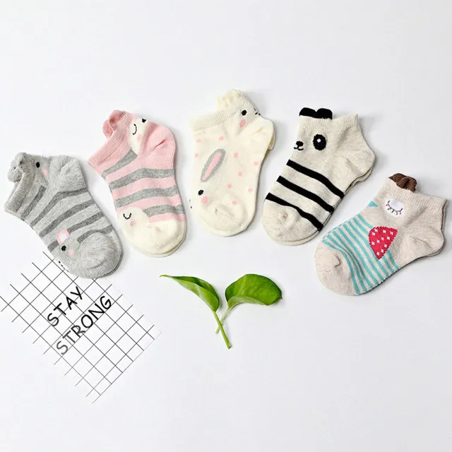 50 de coton pour enfants chaussettes enfants drôle dessin animé oreilles d'animaux chaussettes courtes été automne coton garçons filles chaussettes cheville