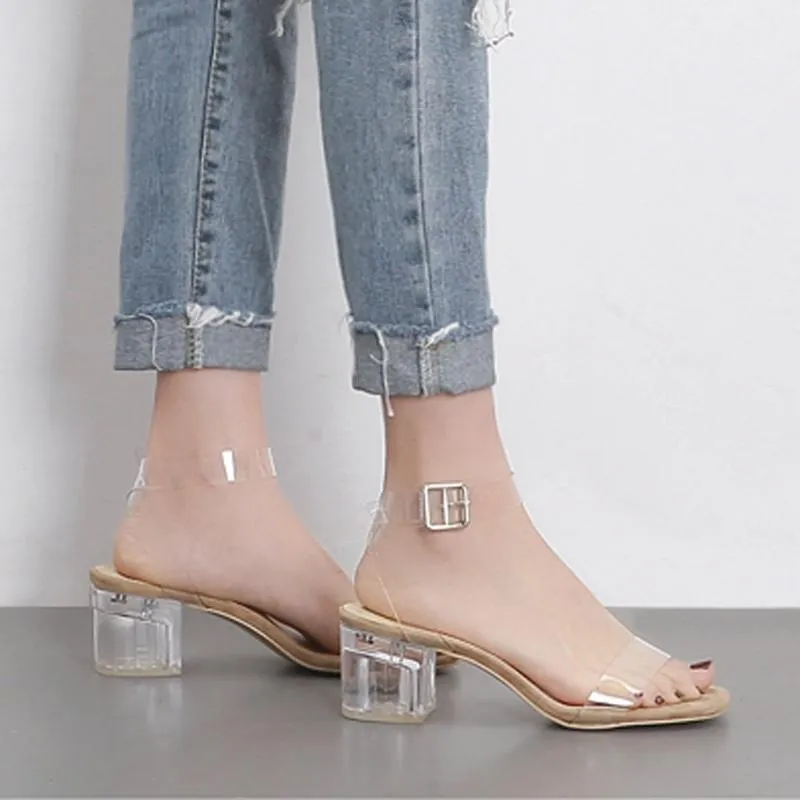 Bulk 2020 Summer Womens Transparent Block Heel Transparent Sandals Luxury Clear Dress Shoes With Low Heels At Only 48.64 DHgate.Com