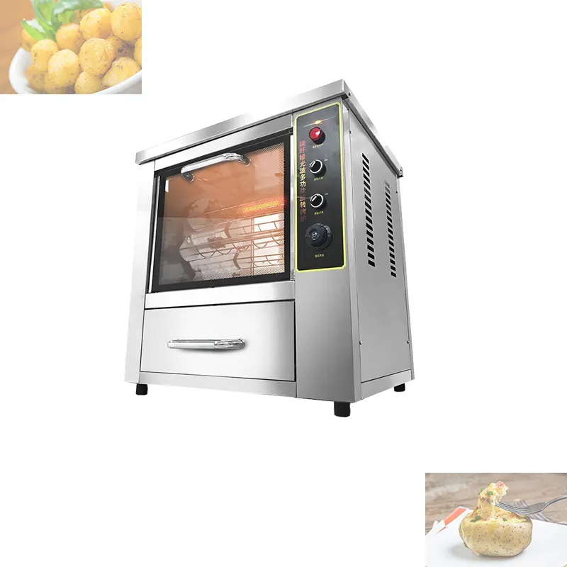 Tabletop Auto Roteren Kip Rotisserie Gegrilde Oven Elektrische Commerciële Zoete Aardappel Corn Roosting Machine