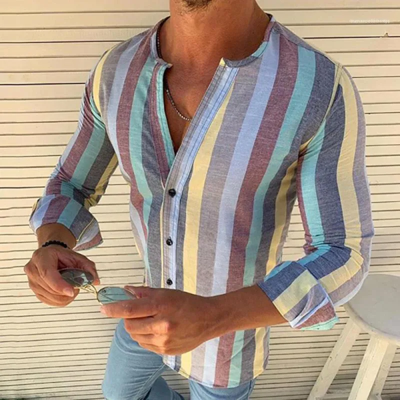 Compra Camisa Casual Para Hombre De La Ropa De Moda Para Hombre Rayada  Desiger Camisas Manga Larga Para Hombre Y Sociales Vacaciones Barato |  Entrega Rápida Y Calidad | Es.Dhgate
