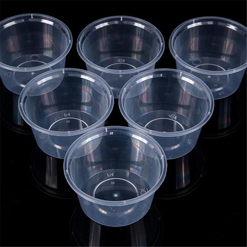 10PCS Plastic Sauce Cups Food Clear Storage Containers With Lids