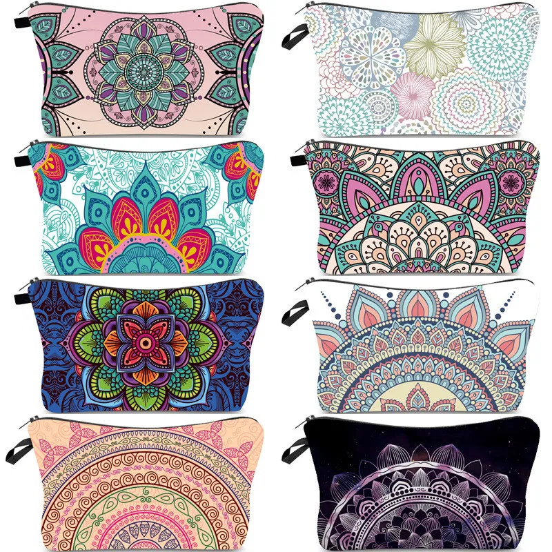 Mandala Cosmetic Bag Bohemia 3D печати Невесты Макияж сумка полиэстер девушки женщин макияж мешок Рождество Новый год мешок подарков