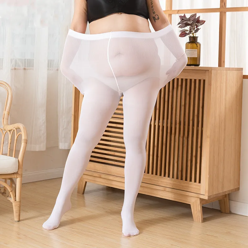 Plus Size Solid Semi Sheer Nylon Pantyhose Women's Plus High - Temu