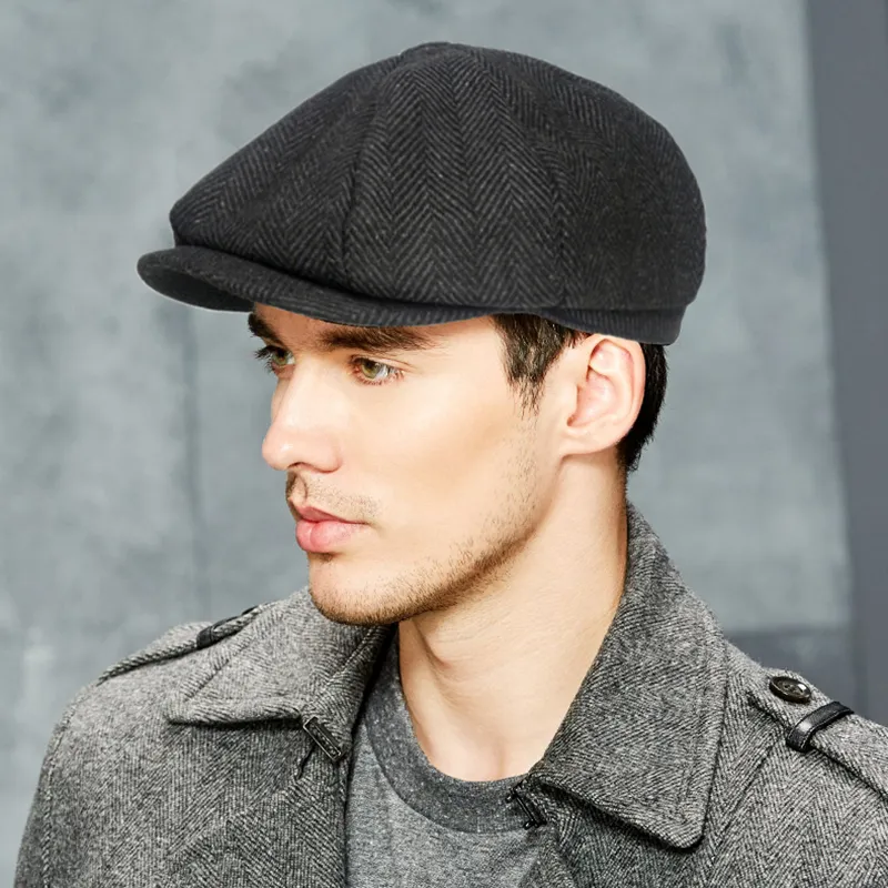 Vintage men's cotton beret cap cheap casual newsboy hats