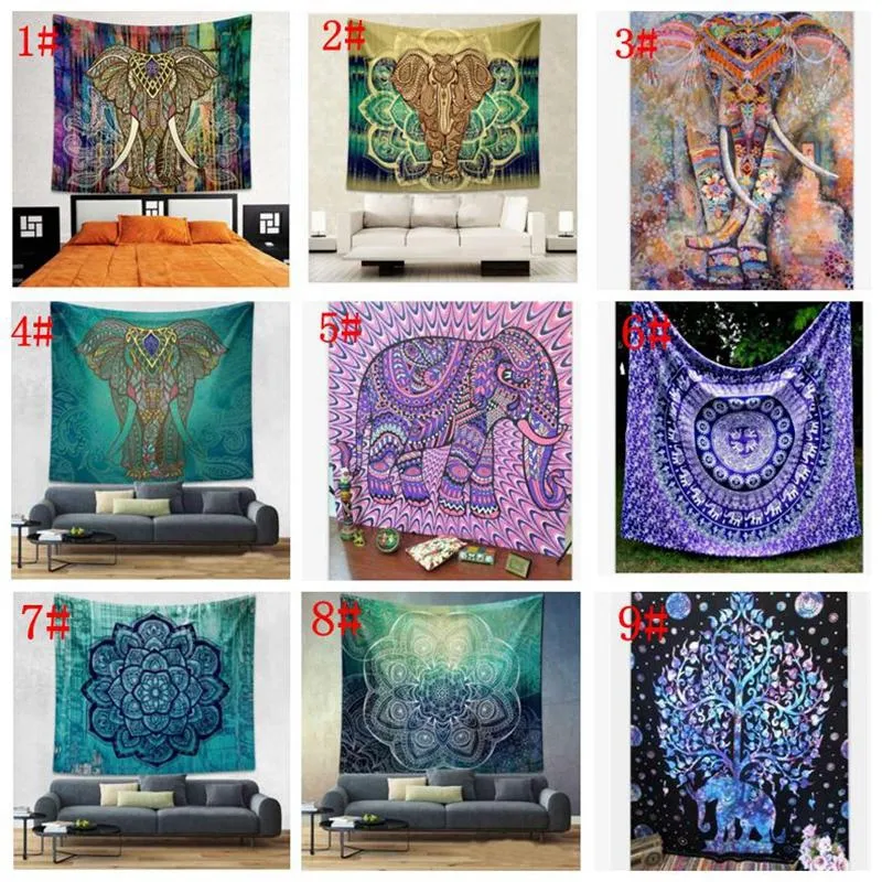 150 * 130cm tapisserie Tenture Mandala Bohemian tapisserie indien Hippie tapisserie polyester décorations Dorm Décor KKA4499