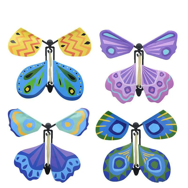 Magic Flying Butterfly Överraskande Gåva Vind upp Magic Toy Creative Gift New Magic Props Barnleksaker