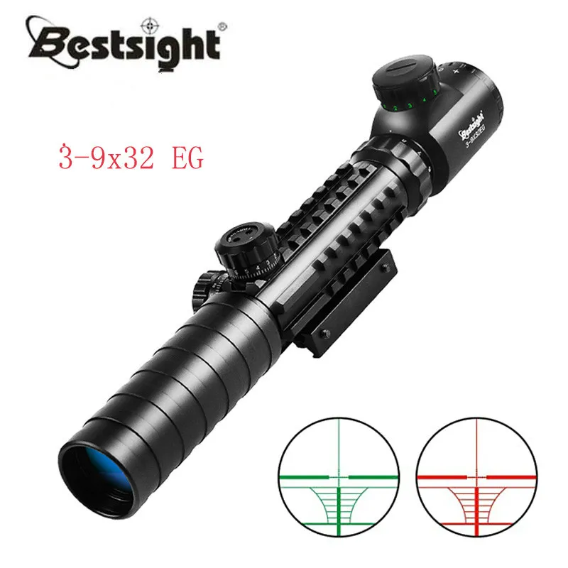 3-9x32EG Tactical Rifle Scope Red&Green Dot Illuminated Reticle Optic Sight Airsoft Hunting Scopes with Free Lens Cover