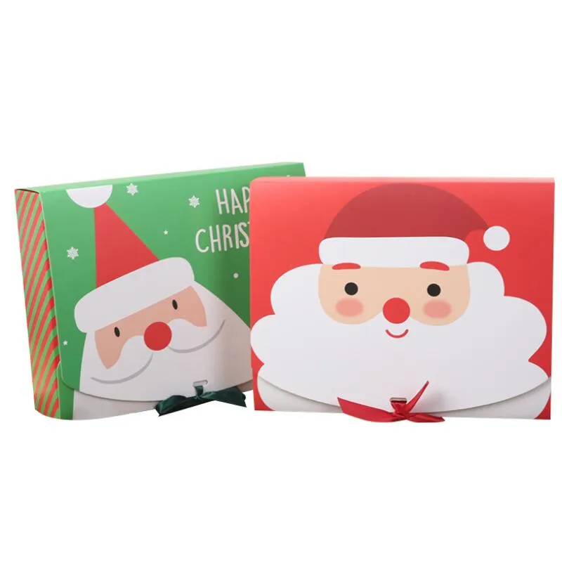 Confezione regalo di carta natalizia Cartone animato di Babbo Natale Scatole per confezioni regalo Scatola di bomboniere per feste di Natale Borsa per caramelle per bambini Forniture per feste di Natale LX3047