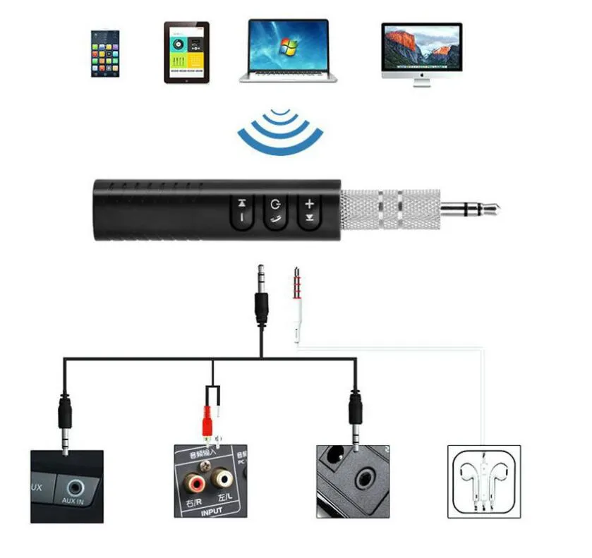 Clip-On Wireless Aux Bluetooth 4.1 Mottagare för bilhuvudhögtalare 3.5mm Bluetooth Audio Music Adapter Jack med MIC