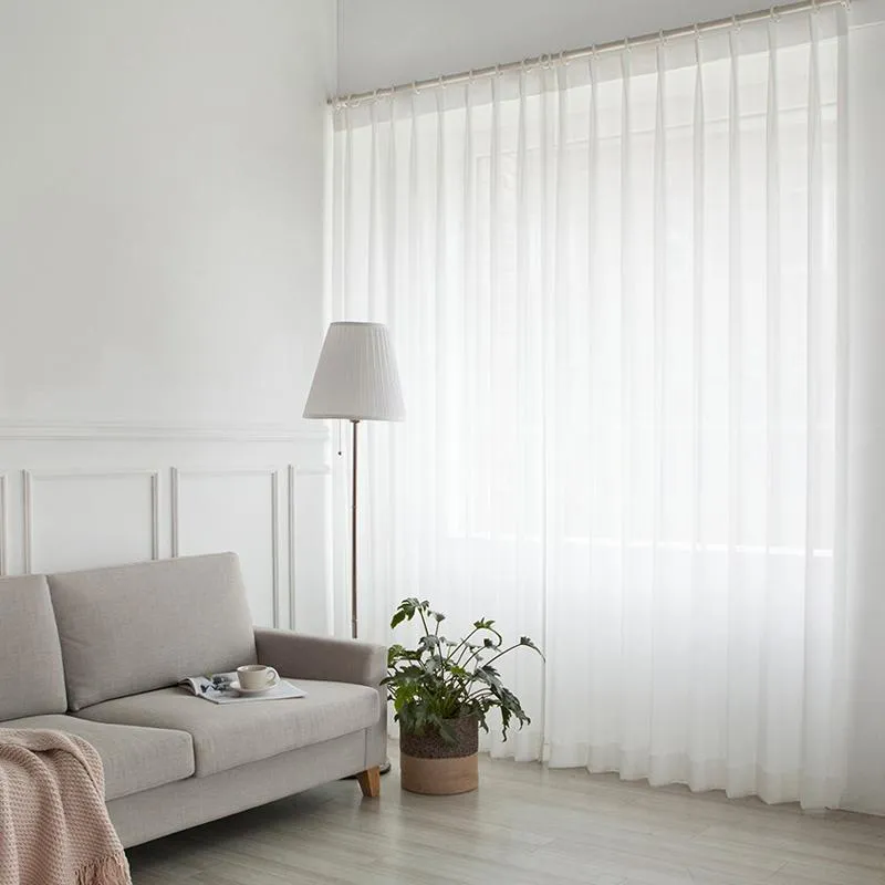 Cortina de tule branco para decoração de sala de estar moderna chiffon sólida pura voile cortina de cozinha el janela tulle3265