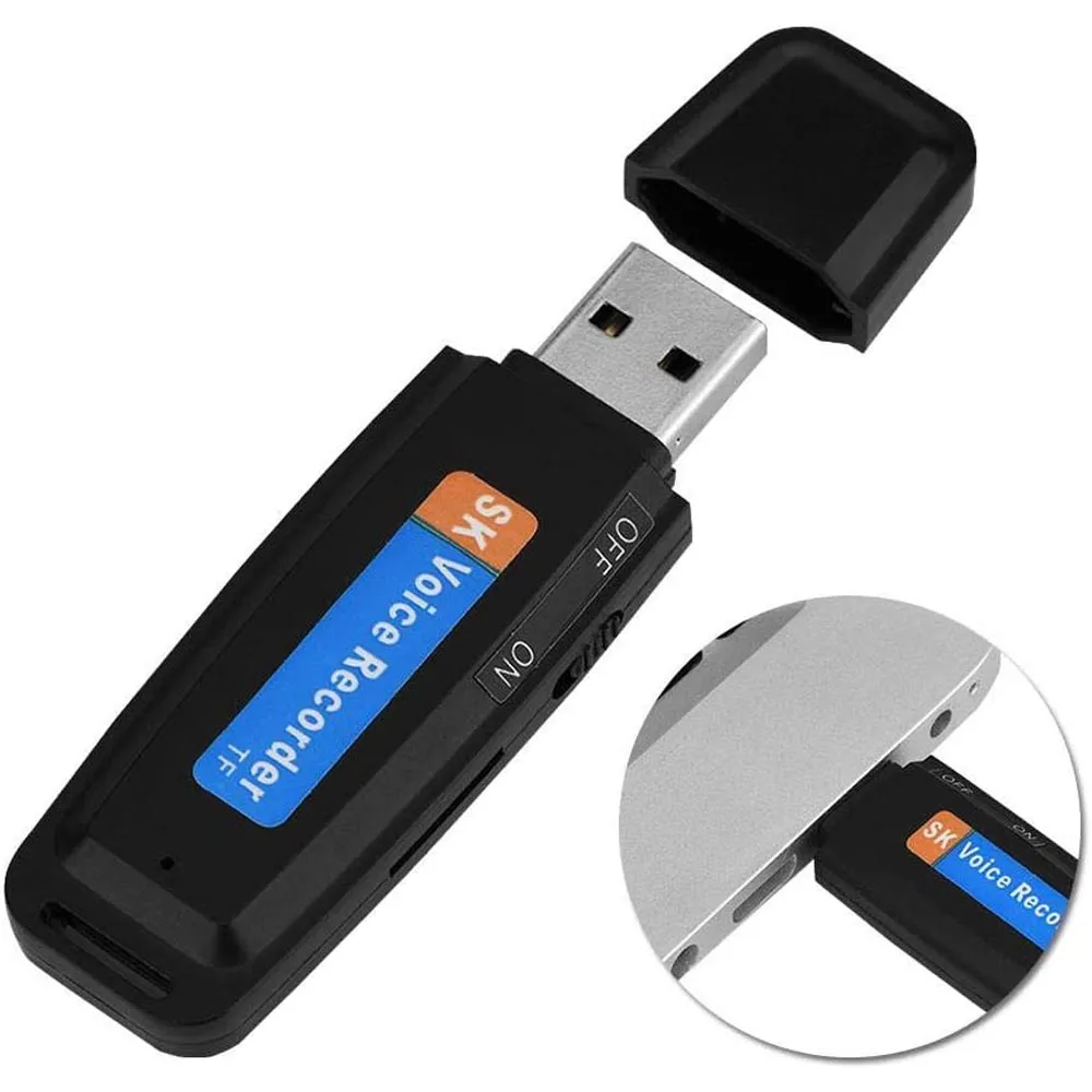 16GB 메모리 디지털 음성 레코더 전문 마이크로 SD TF 카드 USB 음성 녹음기 U- 디스크 디지털 웨이브 오디오 녹음 펜 미니 Dictaphone PQ151