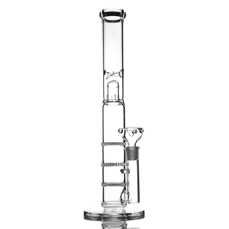 물 담뱃대 트리플 벌집 PERC BONGS 유리 수도관 흡연을위한 높이 5mm 두께 17.5 인치