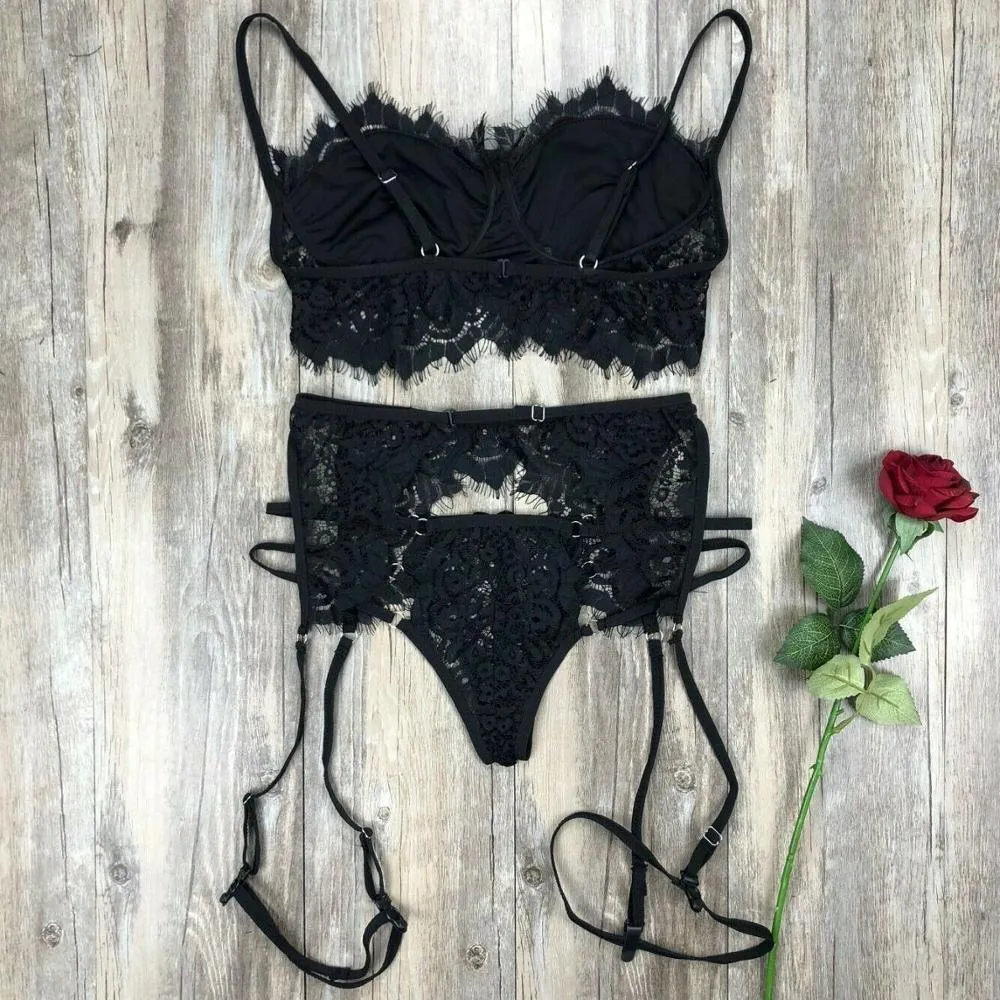 Women Sexy Lace Lingerie Set Unlined Half Cup Bra Racerback Straps Panty  Garter Set from Dhgate Sexy Pyjamas - price 75.8