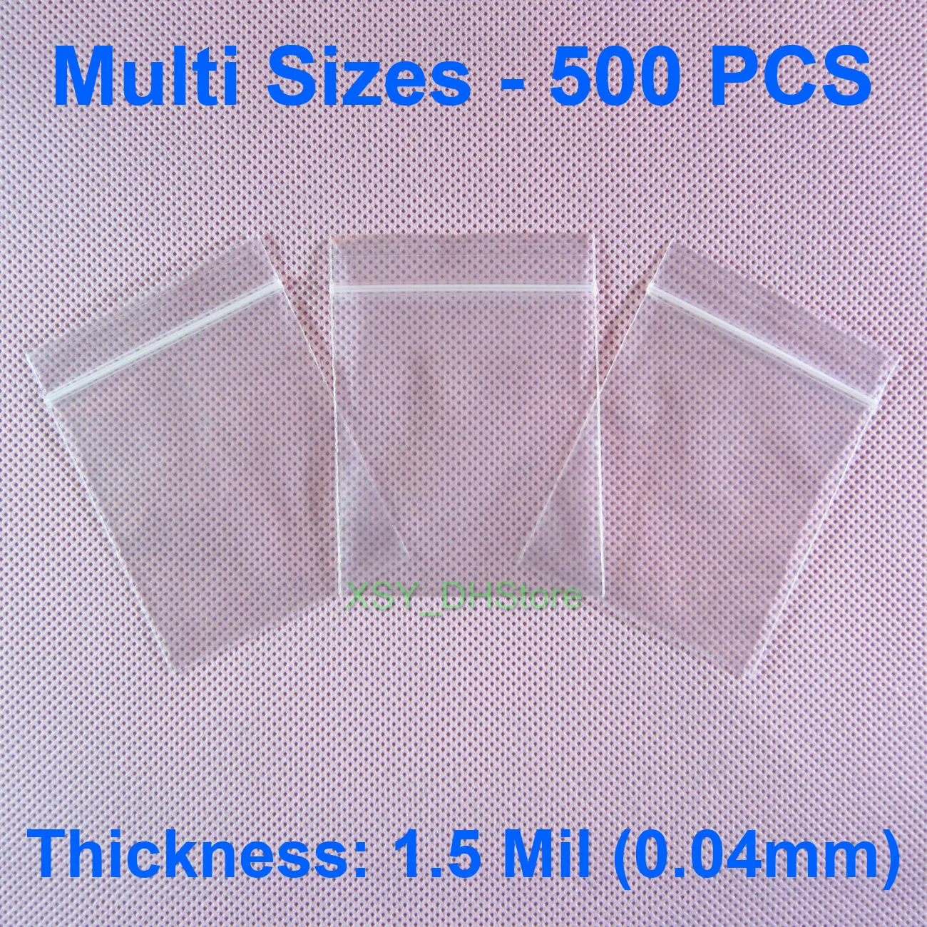 Tamanhos multi 500 PCS 1,5 Mil poli Zipper sacos polegada (1,5" - 9,4 ") x (2,5" - 13,8" ) de armazenamento de plástico de embalagem bolsa (40 a 240 milímetros) x (65 a 350mm)