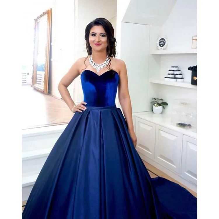 Custom-made Royal Blue Princess ballgown Blue wedding dress with Strapless - Elegant Petites Plus Size Bridal Gresses