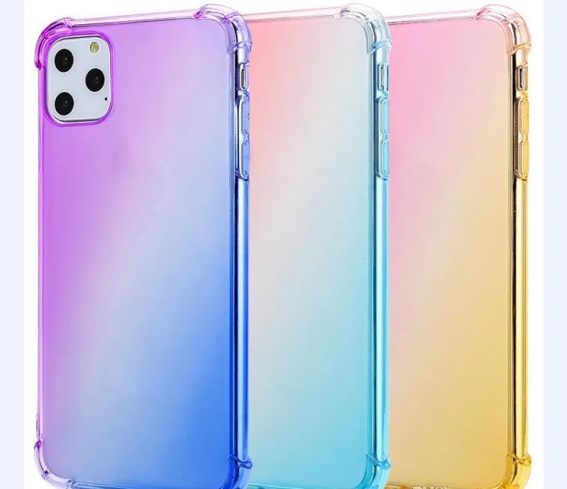 Dual Gradient Color Transparent TPU Shockproof Phone Cases for iPhone14 13 12 Pro Max XR XS 8 Plus 11 promax