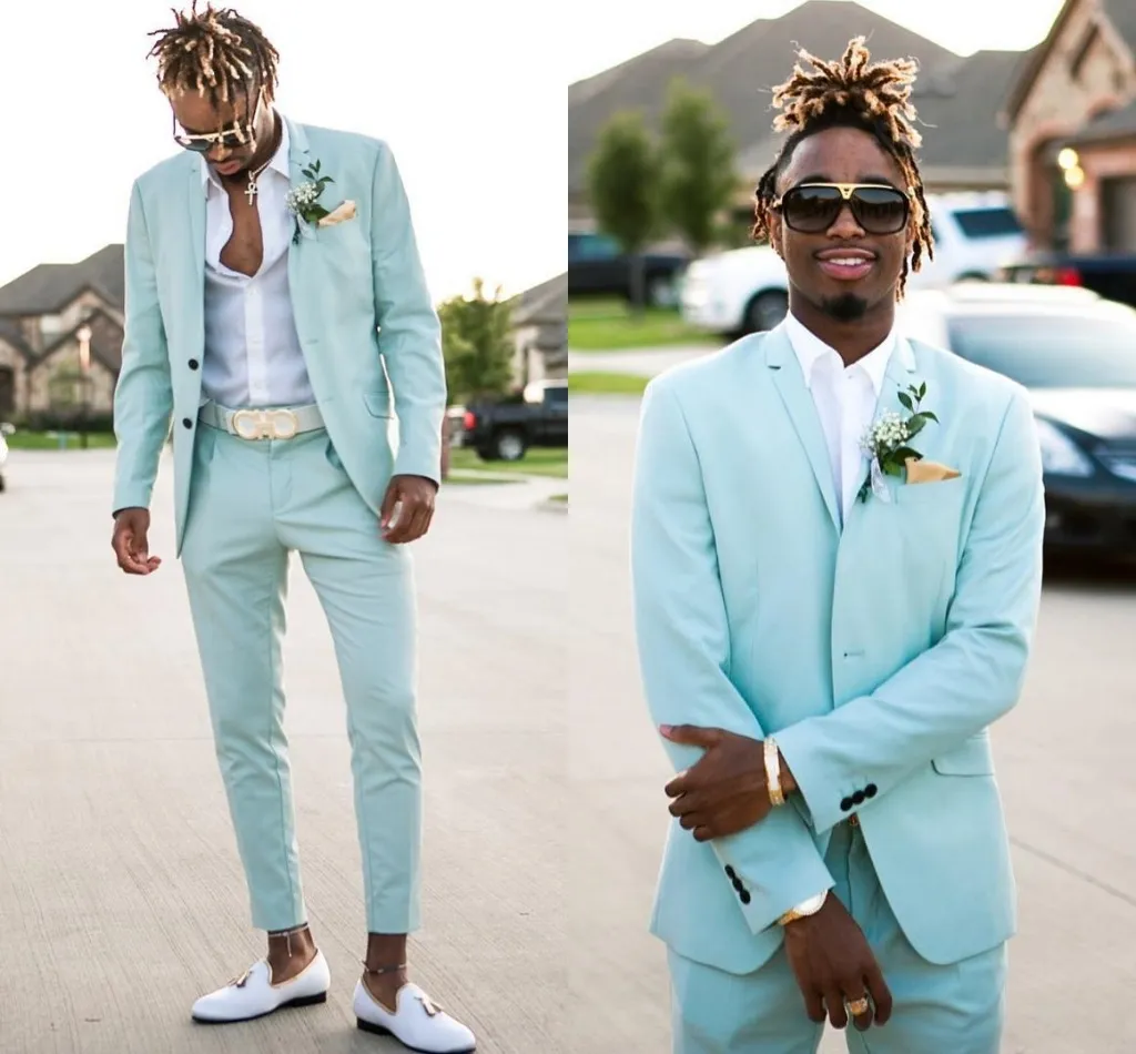 Mint Green Slim Fit Two Piece Mint Green Suit Mens For Beach Groomsmen,  Wedding, Prom Peaked Lapel Formal Tuxedo Jacket And Pants AL6899 2021 From  Allloves, $65.86
