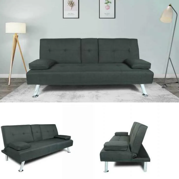 US STOCK Warehouse FUTON SOFA BED SLEEPER DARK GREY Crypton Fabric Sofa  W22303581 From Allanhu, $345.74