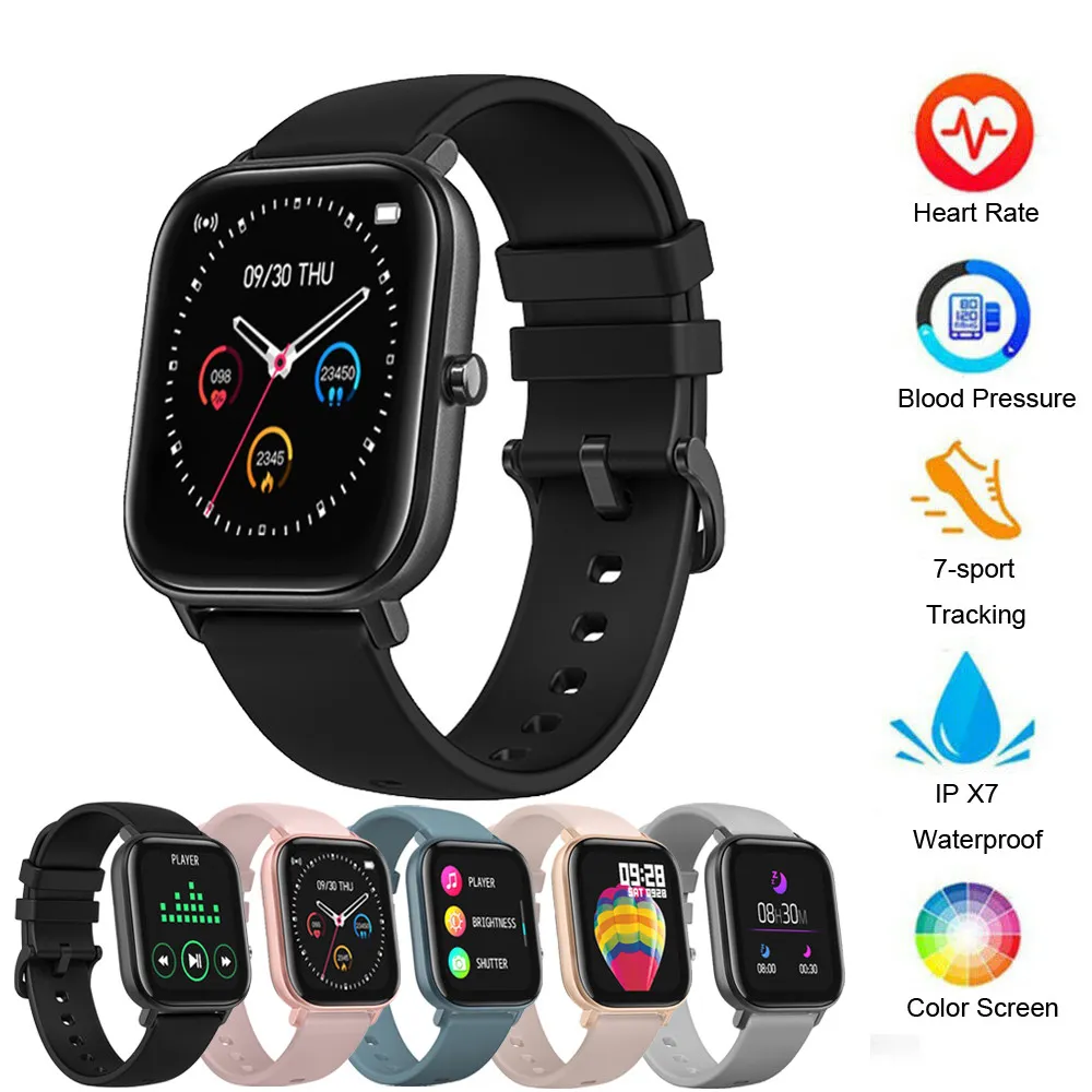 ID P8 Smart Watch Men Relts Women IP67 Rastreador de fitness à prova d'água Monitor de freqüência cardíaca Touch Full Smartwatchs para Amazfit GTS Xiaomi