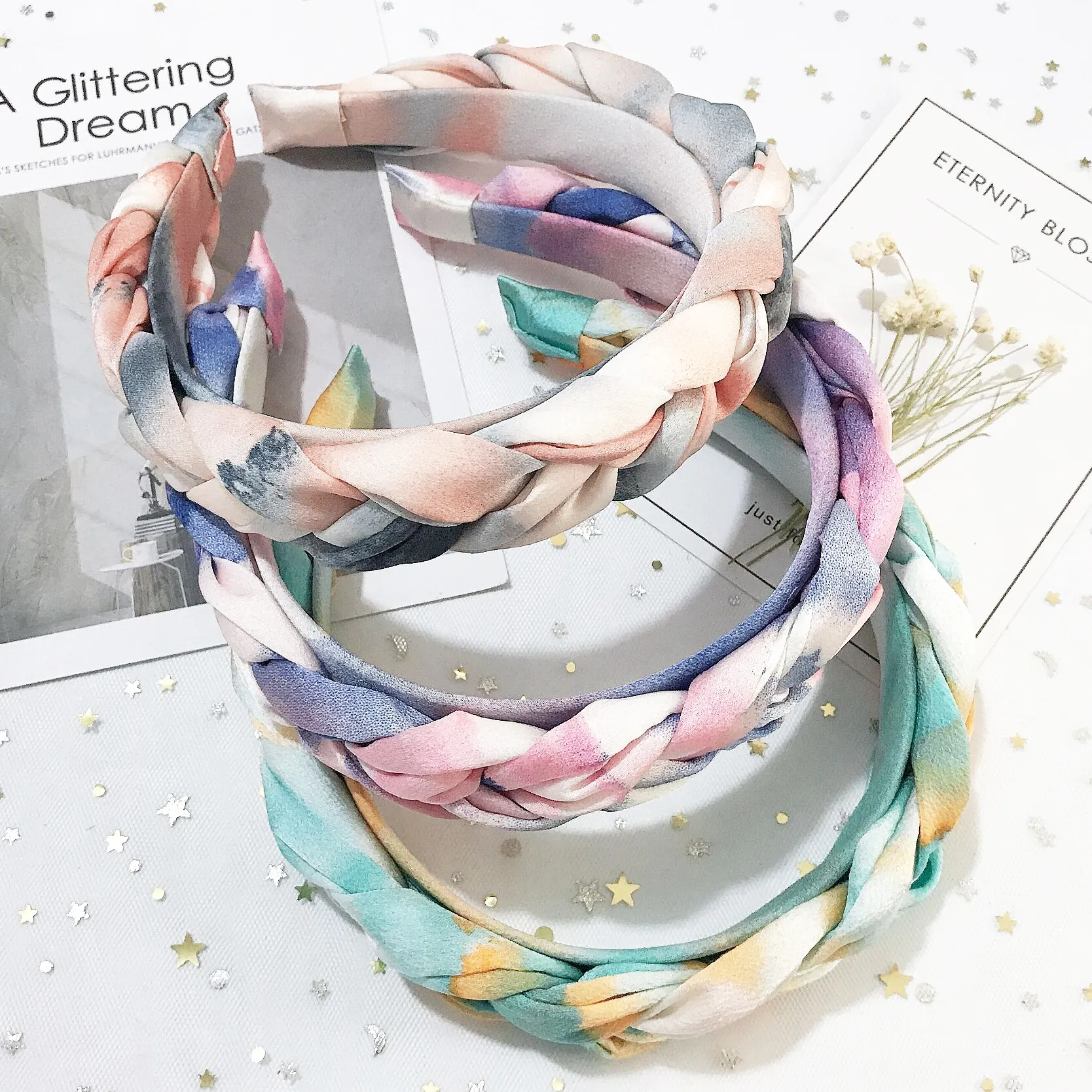 Boho Chic Tie Dye Headbands for Women - Knotted Braid Style 