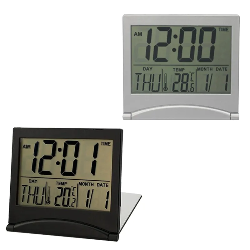 Digital Calendar Folding LCD Digital Alarm Clock Desk Table Weather Desk Temperature Ectronic Household Mini Clock