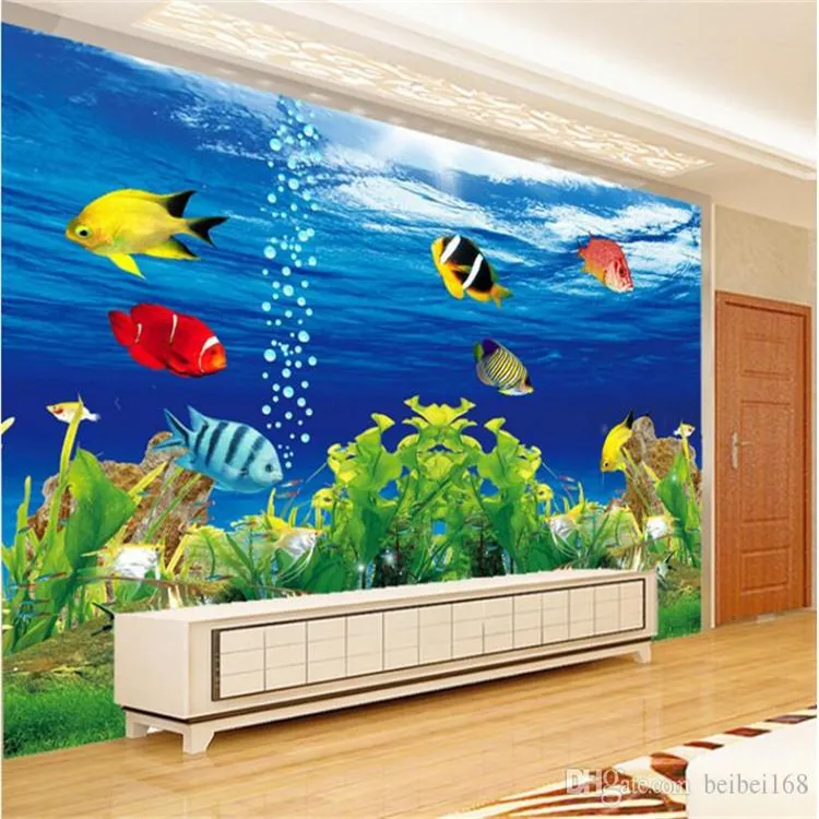 Custom Background Wallpaper Foto 3D estereoscópico Ocean Aquarium Sofá TV Wall Decoração Sala Papel Mural Modern